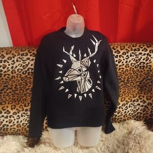 Uber RARE Luxury Streetwear Wool Sweater with Embroidered Geometric Deer Design